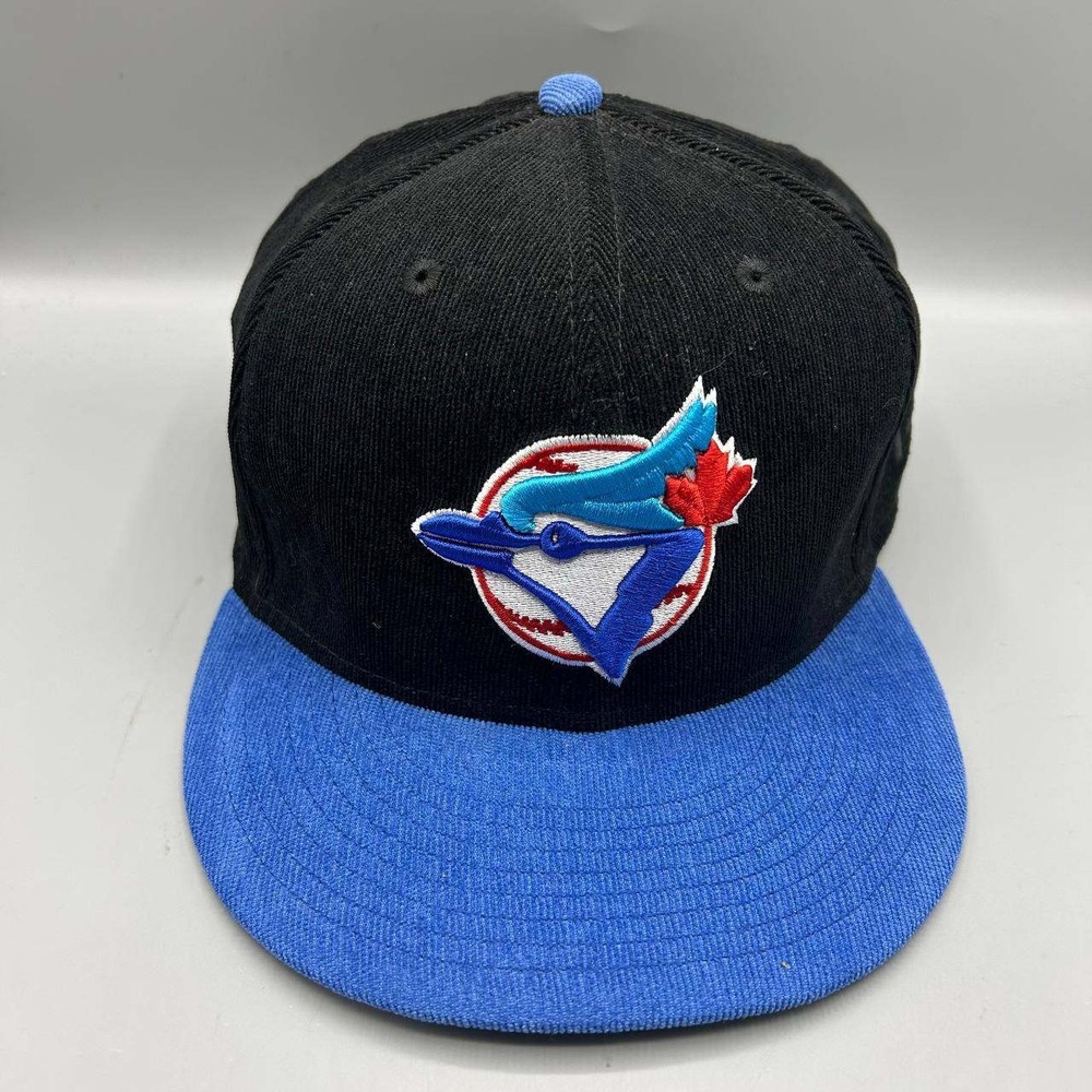 Toronto Blue Jays Hat Men 7 5/8 Black Blue Corduroy 59Fifty New Era Fitted Cap